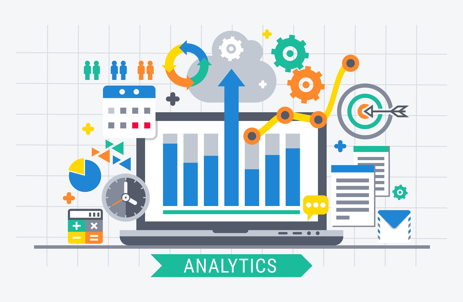 Flat design modern vector illustration concept of website analytics search information.